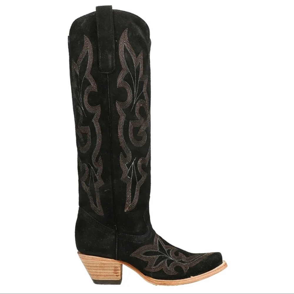 Corral women’s black suede tall top cowgirl boots